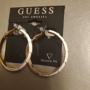 Guess hoop earrings gold white small hoop NEW